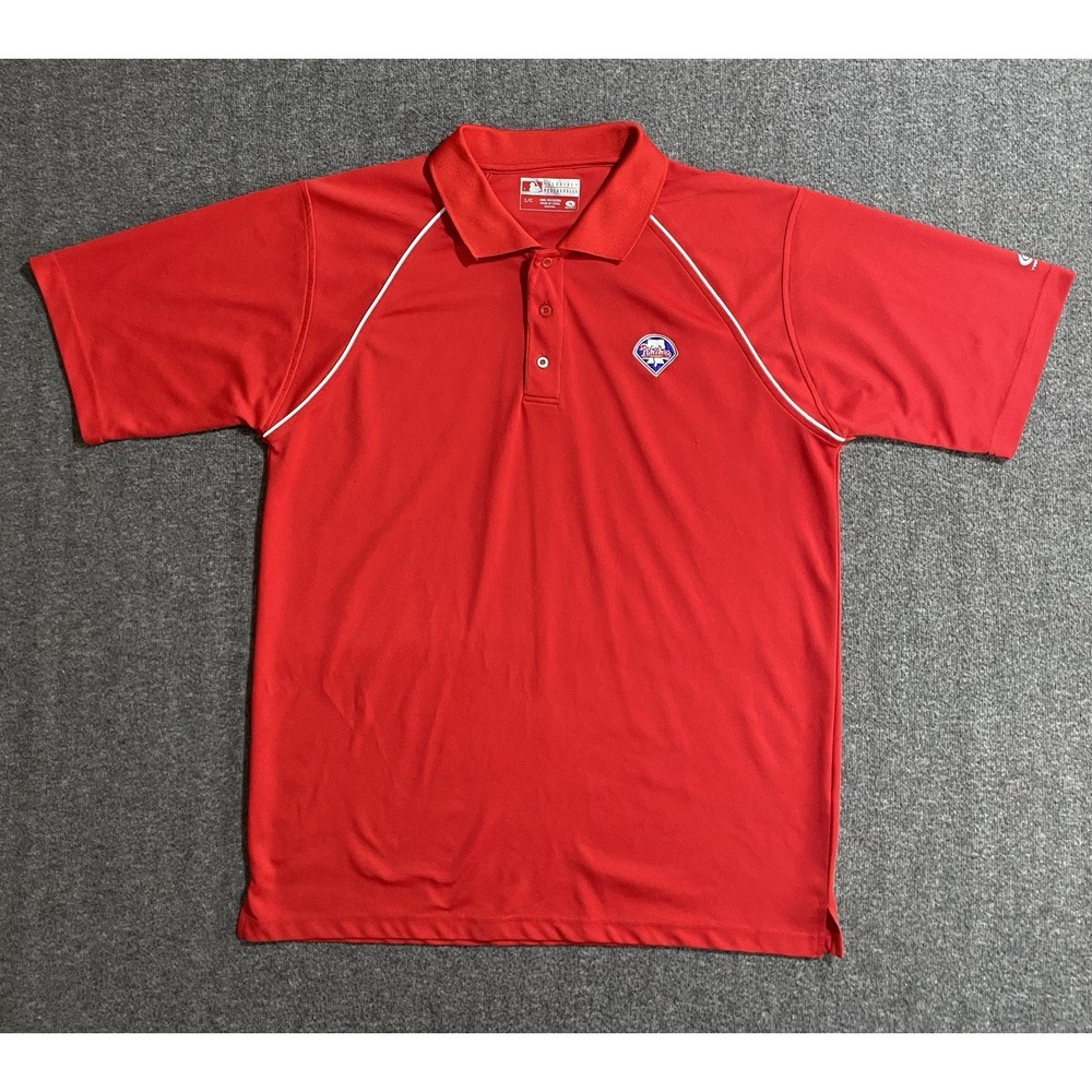Philadelphia Phillies Shirt Mens Red MLB Baseball Polo Casual Logo Size L
